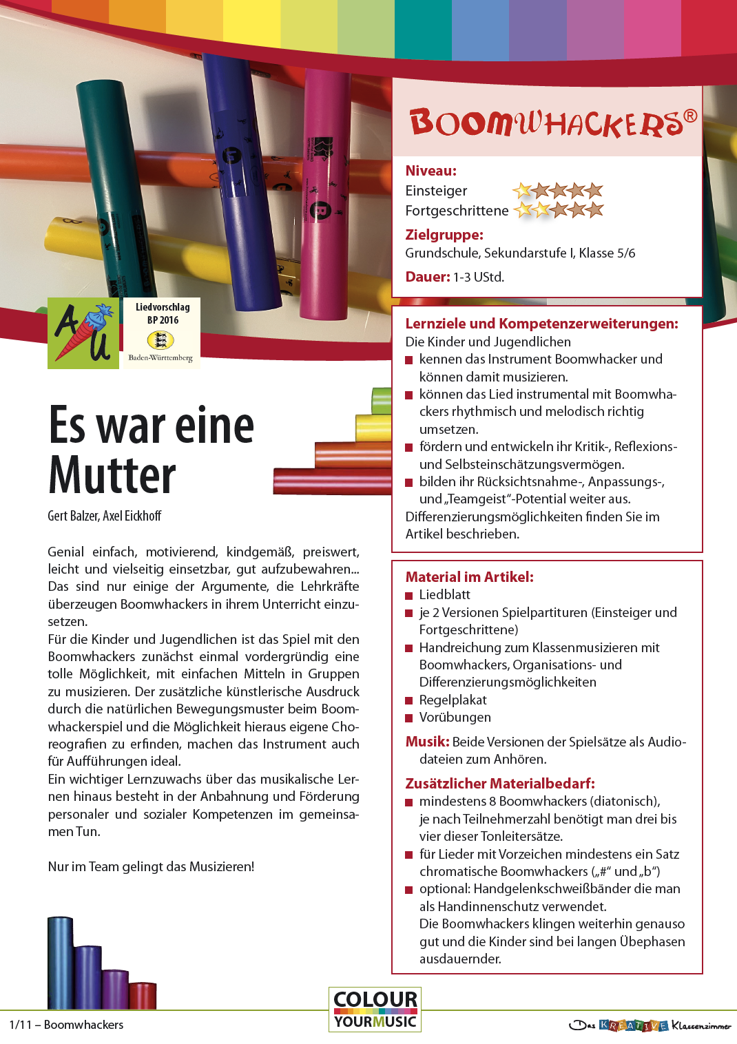 Es war eine Mutter - Boomwhackers